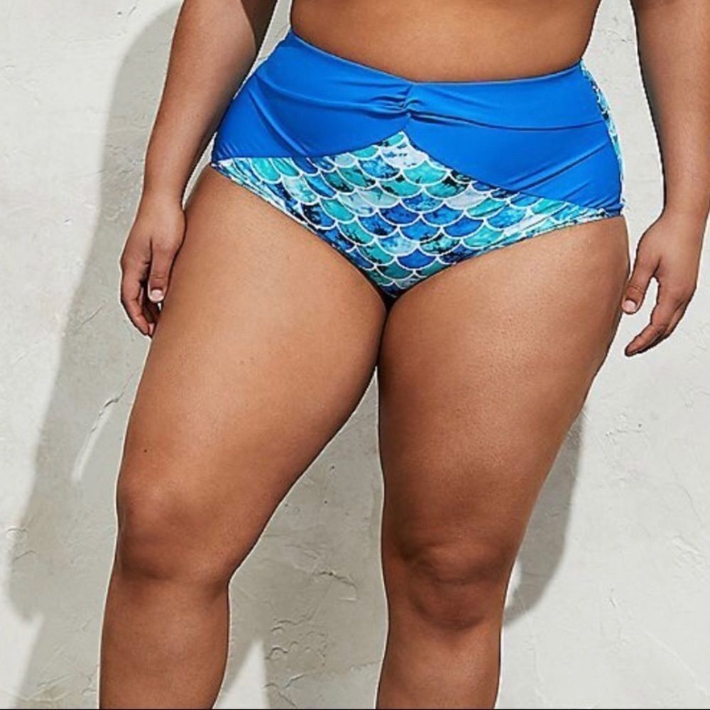 TORRID BLUE MERMAID HIGH WAIST KNOT FRONT SWIM BOTTOM